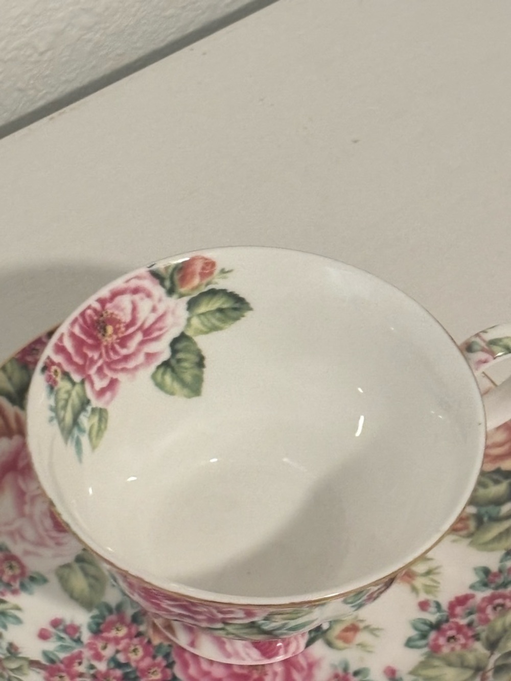 Vintage Edwardian Pink Rose Victorian Romantic Chintz Teacup and Saucer. - Picture 5 of 7